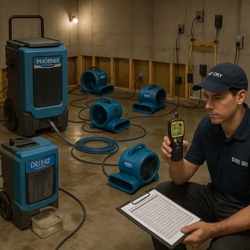 Structural Drying and Dehumidification process in King and Queen County, VA
